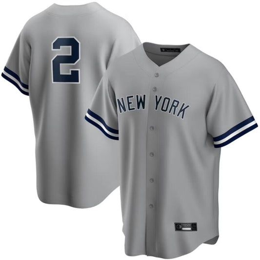 Baseball Jersey New York Yankees #2 Derek Jeter Gray Road Replica Player Jersey