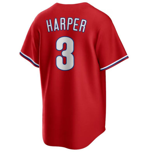 Philadelphia Phillies #3 Bryce Harper Alternate Replica Player Jersey - Red Baseball Jerseys