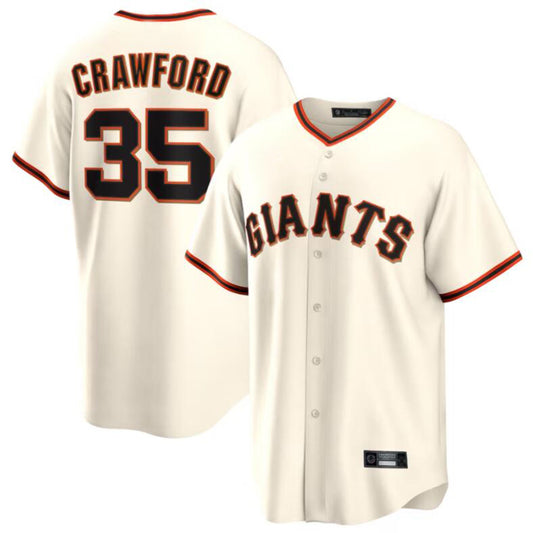 Baseball Jersey San Francisco Giants #35 Brandon Crawford Cream Home Replica Player Name Jersey
