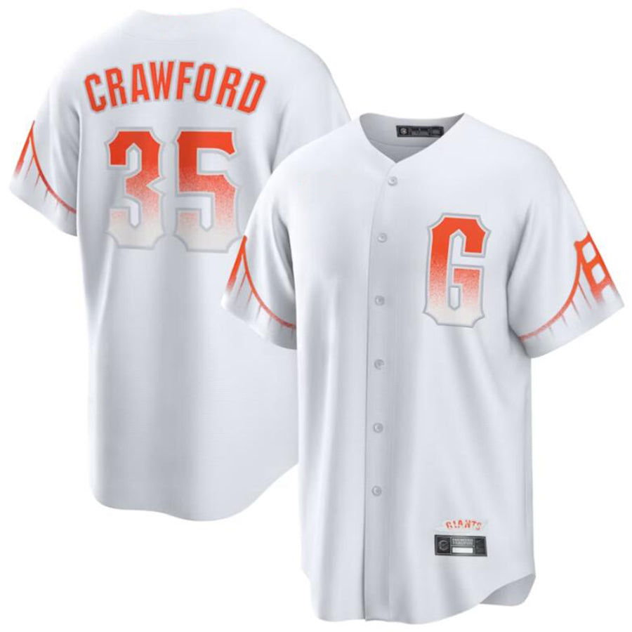 San Francisco Giants #35 Brandon Crawford White City Connect Replica Player Jersey