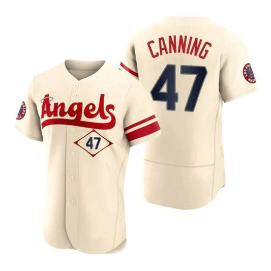 Baseball Jerseys Los Angeles Angels #47 Griffin Canning Cream Stitched 2022 City Connect Player Jersey
