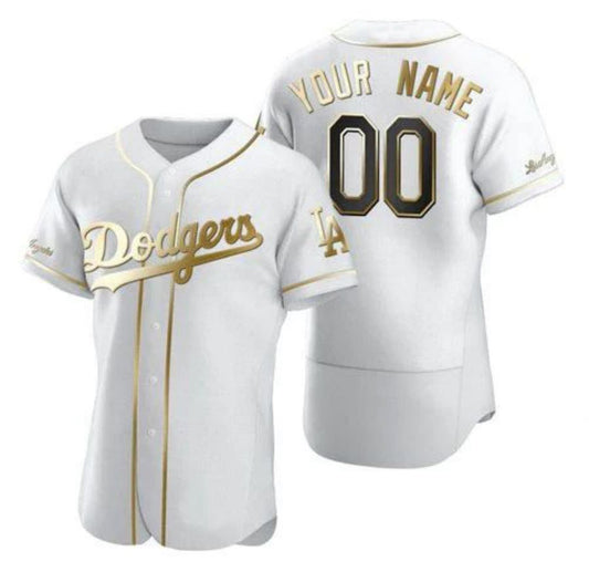 Baseball Jerseys Custom Los Angeles Dodgers Jersey Golden Edition White Stitched Any Name And Number