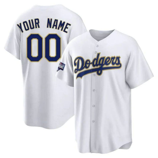 Baseball Jerseys Custom Los Angeles Dodgers White Gold Program Stitched Jerseys