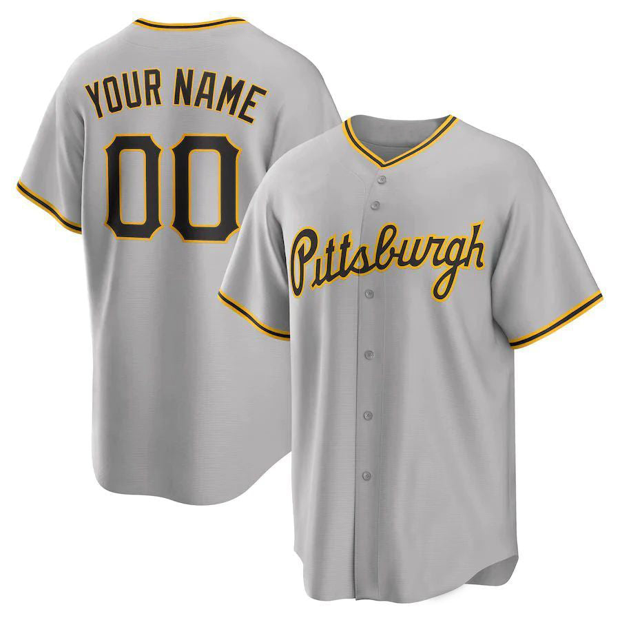 Baseball Jerseys Custom Pittsburgh Pirates Gray Road Custom Replica Jersey