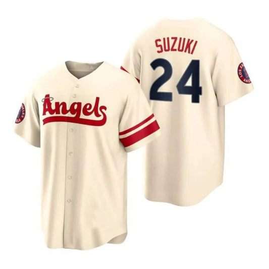 Baseball Jerseys Los Angeles Angels #24 Kurt Suzuki Cream Stitched 2022 City Connect Player Jersey Men Youth Women