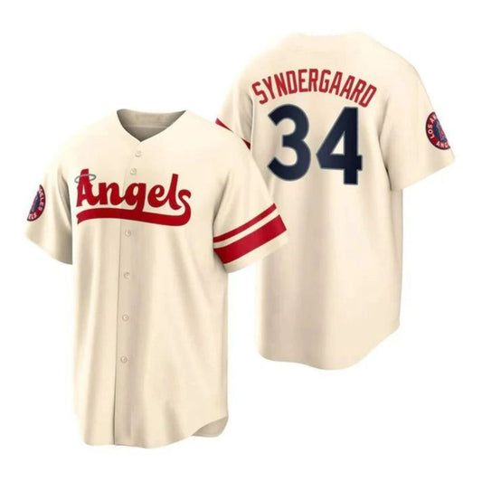 Baseball Jerseys Los Angeles Angels #34 Noah Syndergaard Cream Stitched 2022 City Connect Player Jersey Men Youth Women