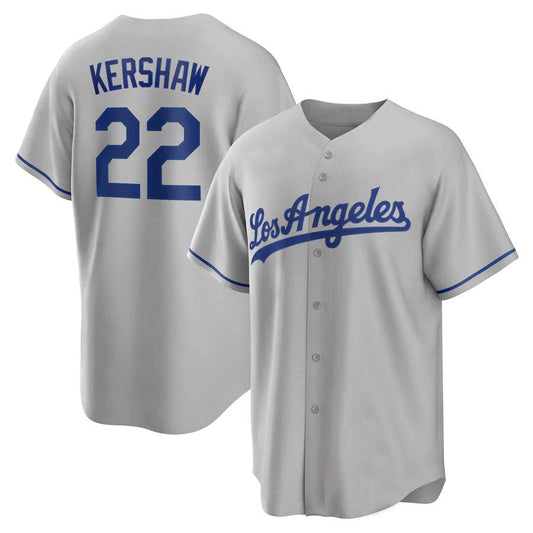 Baseball Jerseys Los Angeles Dodgers #22 Clayton Kershaw Gray Road Replica Player Name Jersey