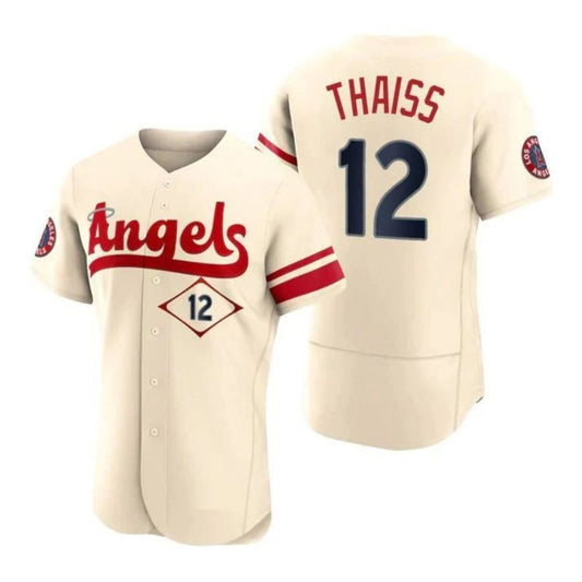 Baseball Jerseys Los Angeles Angels #12 Matt Thaiss Cream Stitched 2022 City Connect Player Jersey