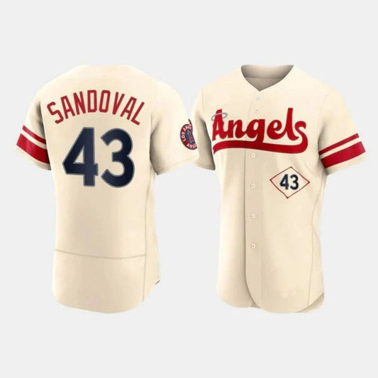 Baseball Jerseys Los Angeles Angels #43 Patrick Sandoval Cream Stitched 2022 City Connect Player Jersey