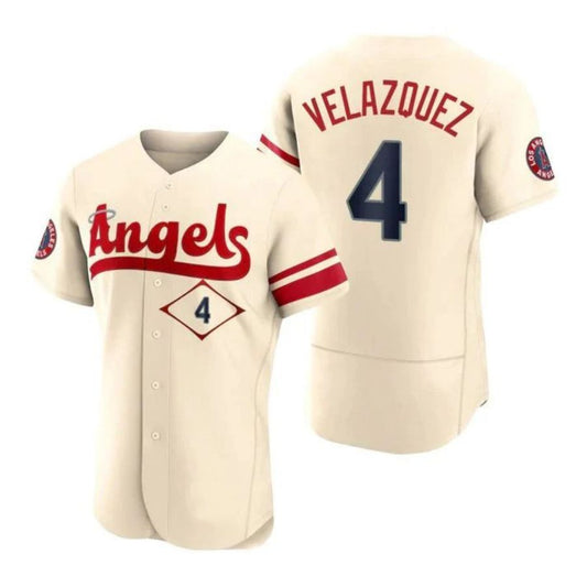 Baseball Jerseys Los Angeles Angels #4 Andrew Velazquez Cream Stitched 2022 City Connect Player Jersey