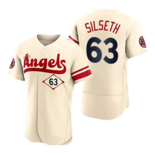 Baseball Jerseys Los Angeles Angels #63 Chase Silseth Cream Stitched 2022 City Connect Player Jersey