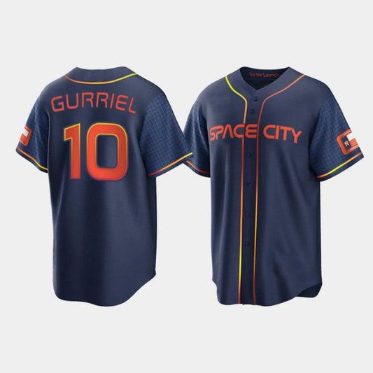 Baseball Jerseys New Houston Astros #10 Yuli Gurriel Navy Stitched 2022 Space City Connect Player Jerseys