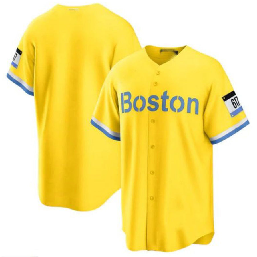 Custom Boston Red Sox City Connect Replica Jersey - Gold Light Blue Baseball Jerseys