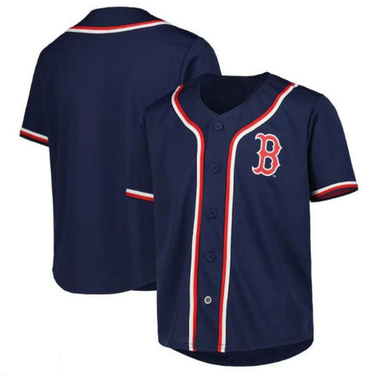 Custom Boston Red Sox Navy Full-Button Replica Jersey Baseball Jerseys