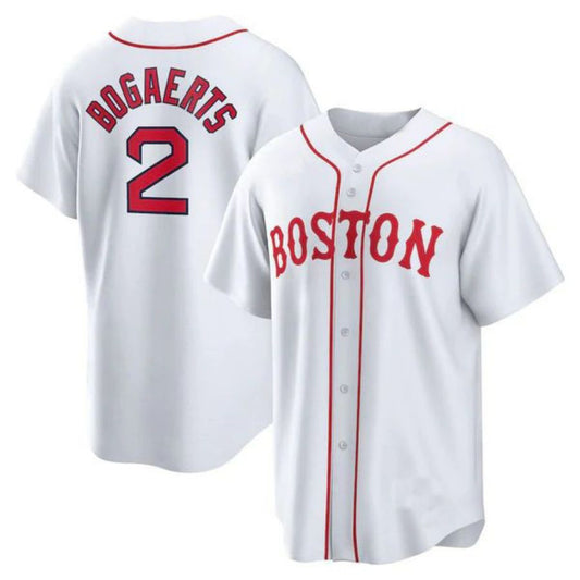 Boston Red Sox #2 Xander Bogaerts White 2021 Patriots' Day Official Replica Player Jersey Baseball Jerseys