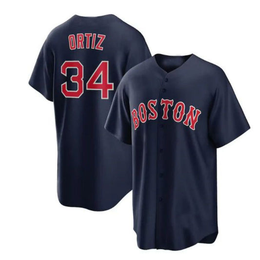 Boston Red Sox #34 David Ortiz Alternate Replica Player Jersey - Navy Baseball Jerseys