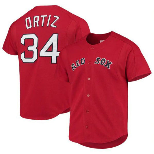 Boston Red Sox #34 David Ortiz Mitchell & Ness Red Cooperstown Collection Mesh Batting Practice Player Jersey Baseball Jerseys