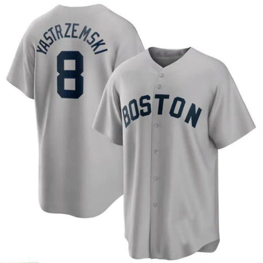 Boston Red Sox #8 Carl Yastrzemski Cooperstown Collection Player Jersey - Gray Baseball Jerseys
