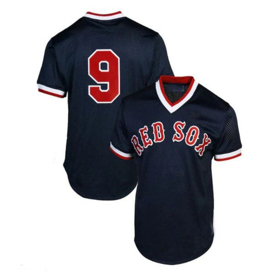 Boston Red Sox #9 Mitchell & Ness Ted Williams 1990 Authentic Cooperstown Collection Batting Practice Player Jersey - Navy Blue Baseball Jerseys