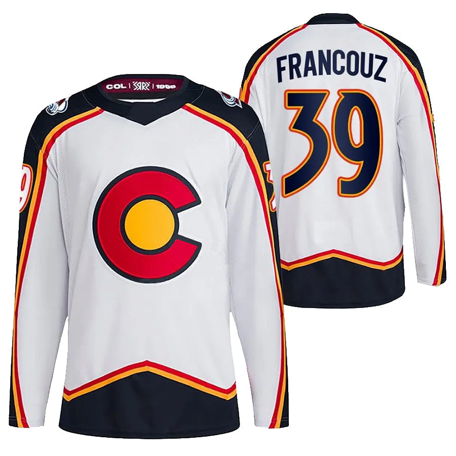 C.Avalanche #39 Pavel Francouz Player Fanatics White Reverse Retro 2.0 Hockey Jerseys