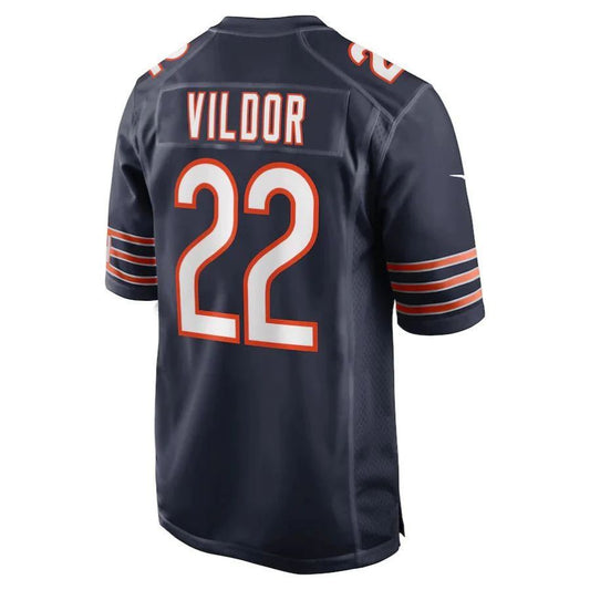 C.Bears #22 Kindle Vildor Navy Game Player Jersey Stitched American Football Jerseys