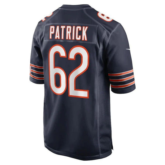 C.Bears #62 Lucas Patrick Navy Game Player Jersey Stitched American Football Jerseys
