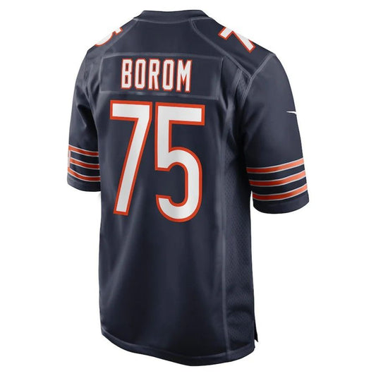 C.Bears #75 Larry Borom Navy Game Player Jersey Stitched American Football Jerseys