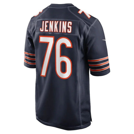 C.Bears #76 Teven Jenkins Navy Game Player Jersey Stitched American Football Jerseys