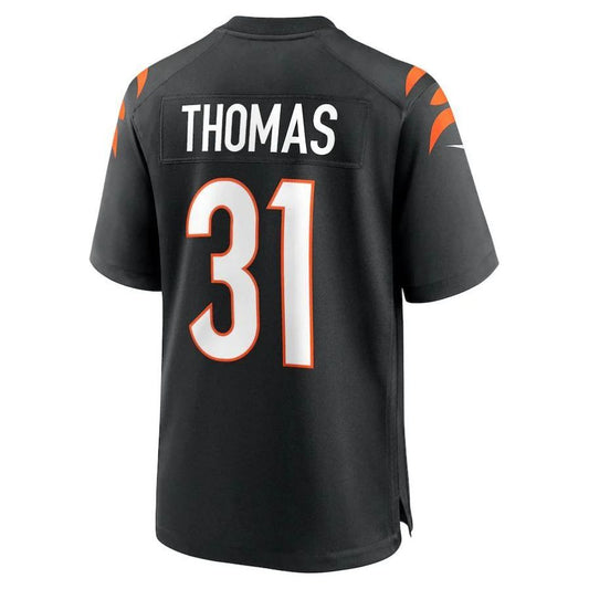 C.Bengals #31 Michael Thomas Black Game Player Jersey Stitched American Football Jerseys