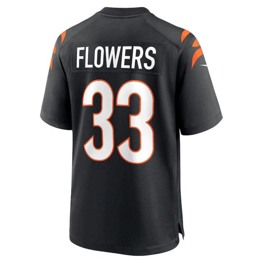 C.Bengals #33 Tre Flowers Black Game Player Jersey Stitched American Football Jerseys