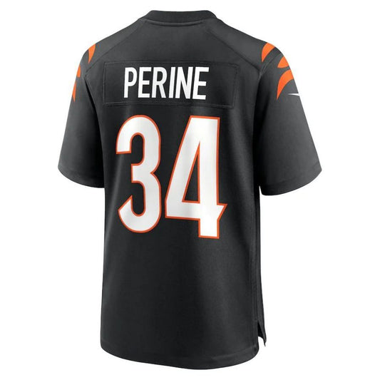 C.Bengals #34 Samaje Perine Black Game Player Jersey Stitched American Football Jerseys