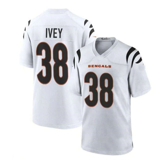 C.Bengals #38 D.J. Ivey Game Player Jersey -White Stitched American Football Jerseys