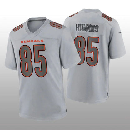 C.Bengals #85 Tee Higgins Gray Game Player Atmosphere Jersey Stitched American Football Jerseys
