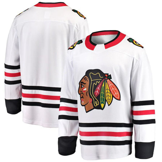 Custom C.Blackhawks Fanatics Branded Breakaway Away Jersey White Stitched American Hockey Jerseys