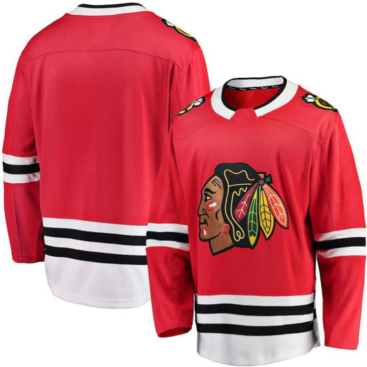 Custom C.Blackhawks Fanatics Branded Breakaway Home Jersey Red Stitched American Hockey Jerseys