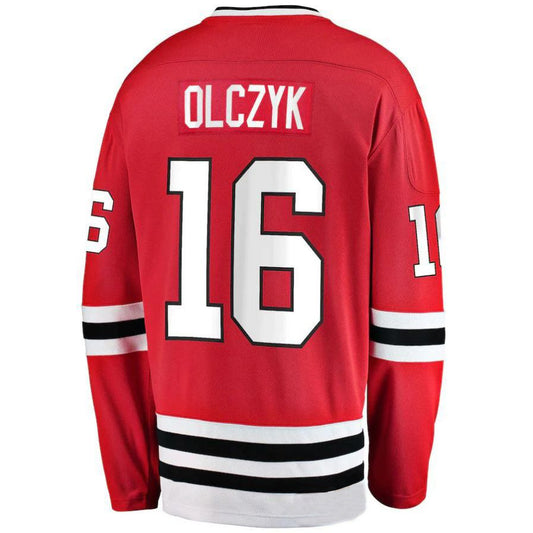 C.Blackhawks #16 Eddie Olczyk Fanatics Branded Premier Breakaway Retired Player Jersey Red Stitched American Hockey Jerseys
