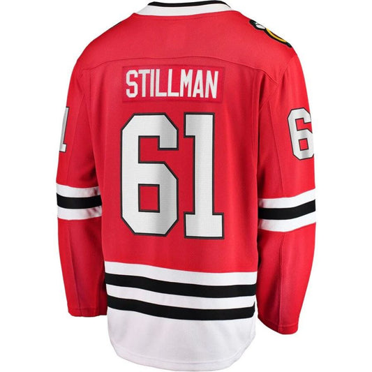 C.Blackhawks #61 Riley Stillman Fanatics Branded Home Breakaway Player Jersey Red Stitched American Hockey Jerseys