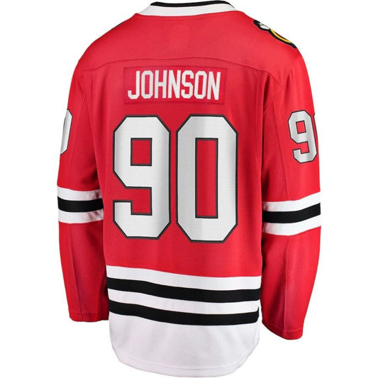 C.Blackhawks #90 Tyler Johnson Fanatics Branded Home Team Breakaway Player Jersey Red Stitched American Hockey Jerseys