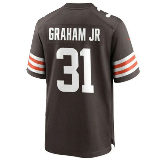 C.Browns #31 Thomas Graham Jr. Brown Game Player Jersey Stitched American Football Jerseys