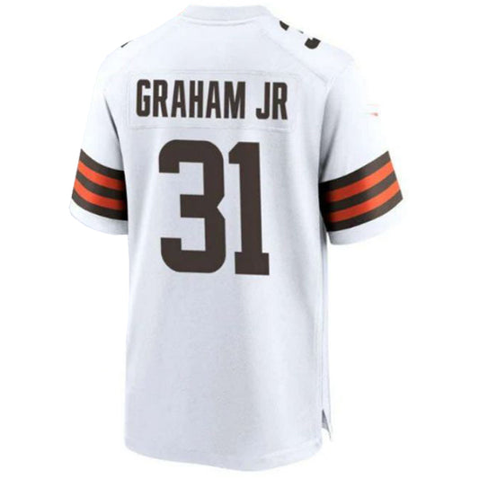 C.Browns #31 Thomas Graham Jr. White Game Player Jersey Stitched American Football Jerseys