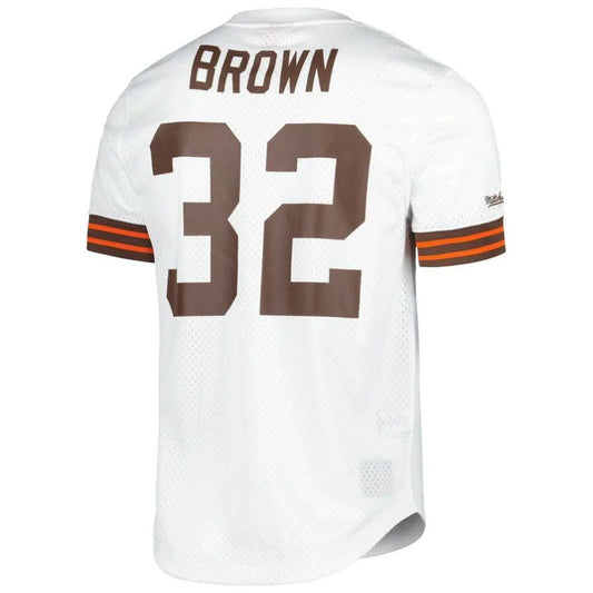C.Browns #32 Jim Brown White Retired Player Name & Number Mesh Top Stitched American Football Jerseys