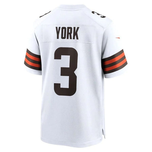 C.Browns #3 Cade York White Game Player Replica Jersey Stitched American Football Jerseys