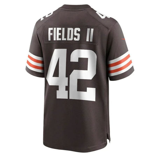 C.Browns #42 Tony Fields II Brown Game Player Jersey Stitched American Football Jerseys