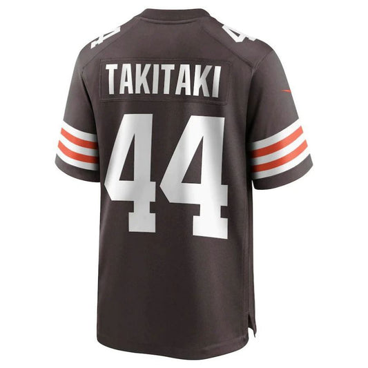 C.Browns #44 Sione Takitaki Brown Game Player Jersey Stitched American Football Jerseys