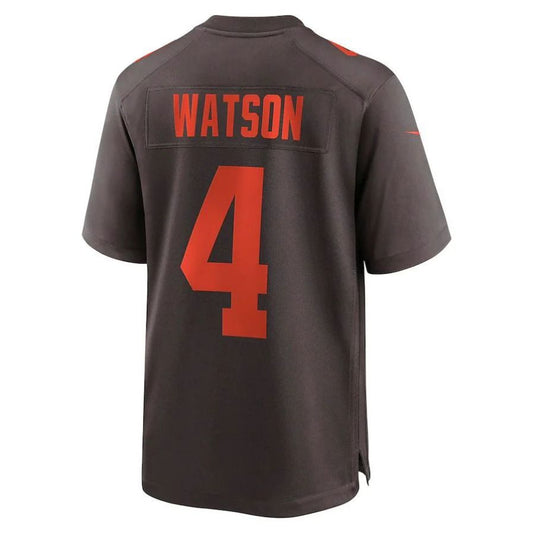 C.Browns #4 Deshaun Watson Brown Alternate Game Player Jersey Stitched American Football Jerseys