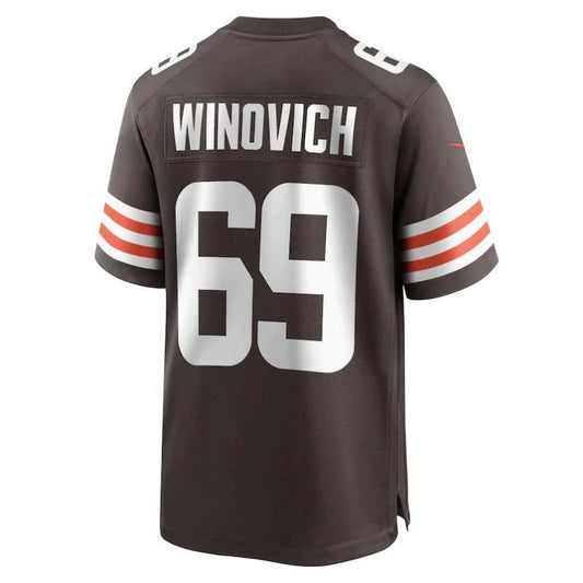 C.Browns #69 Chase Winovich Brown Game Player  Jersey Stitched American Football Jerseys