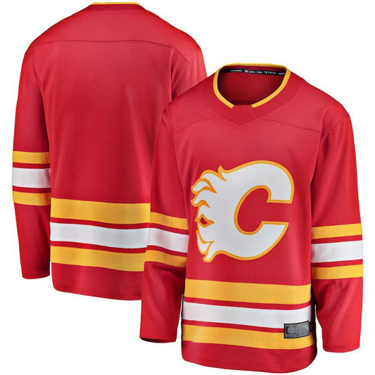 Custom C.Flames Fanatics Branded Home Breakaway Jersey Red Stitched American Hockey Jerseys
