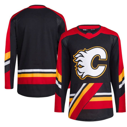 Custom C.Flames Reverse Retro 2.0 Authentic Blank Jersey Black Stitched American Hockey Jerseys