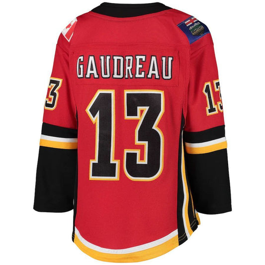 C.Flames #13 Johnny Gaudreau Alternate Premier Player Jersey Red Stitched American Hockey Jerseys