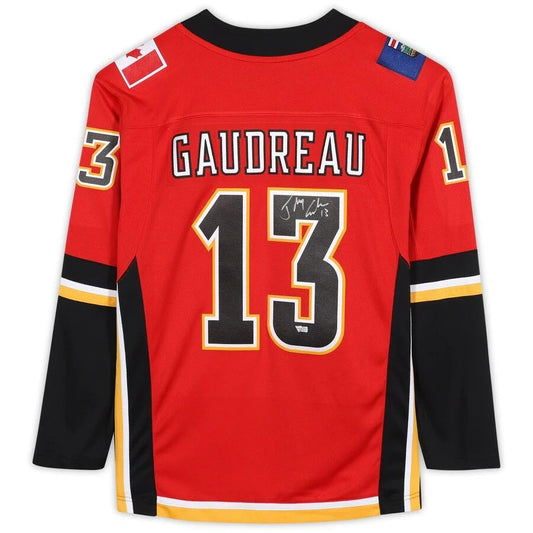C.Flames #13 Johnny Gaudreau Fanatics Player Fanatics Breakaway Jersey Red Stitched American Hockey Jerseys